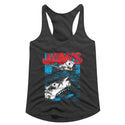 Jaws-Great White-Dark Gray Heather Ladies Racerback - Coastline Mall