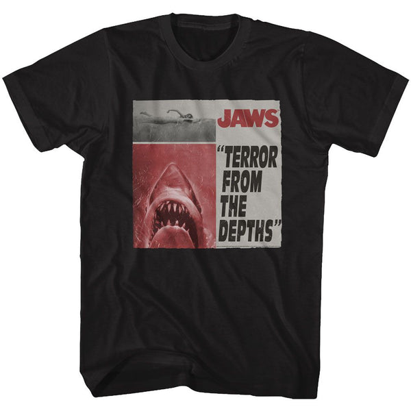 Jaws-Newspaper-Black Adult S/S Tshirt - Coastline Mall