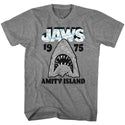 Jaws-Gray White-Graphite Heather Adult S/S Tshirt - Coastline Mall