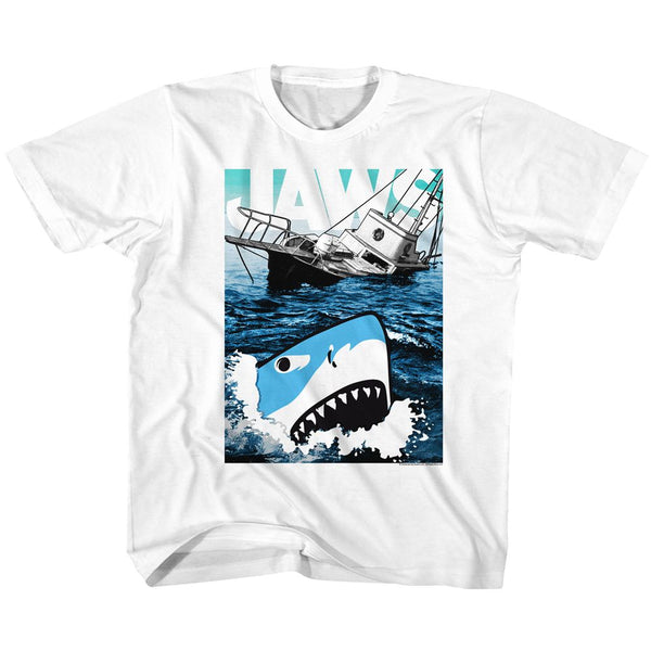 Jaws-Cartoon Sharko-White Toddler-Youth S/S Tshirt - Coastline Mall