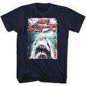 Jaws-Worn Japanese Poster-Navy Adult S/S Tshirt - Coastline Mall