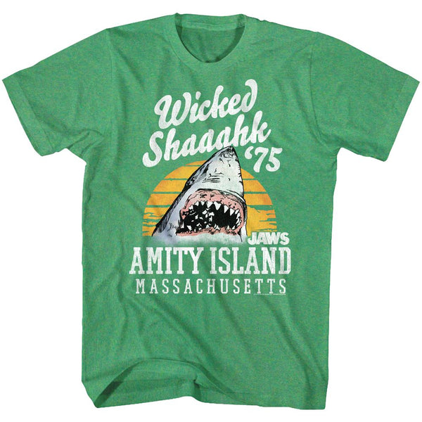 Jaws-Wicked Shaaahk-Kelly Heather Adult S/S Tshirt - Coastline Mall
