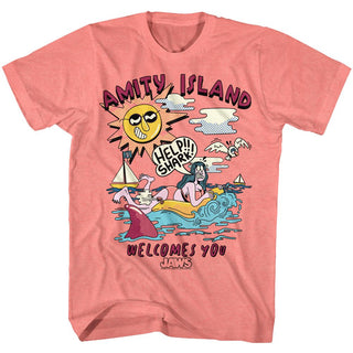 Jaws-Helpshark-Coral Silk Heather Adult S/S Tshirt - Coastline Mall