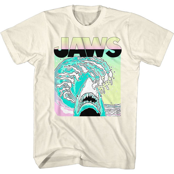 Jaws-Neon Waves-Natural Adult S/S Tshirt - Coastline Mall