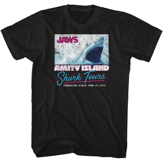 Jaws - Shark Tours | Black S/S Adult T-Shirt - Coastline Mall