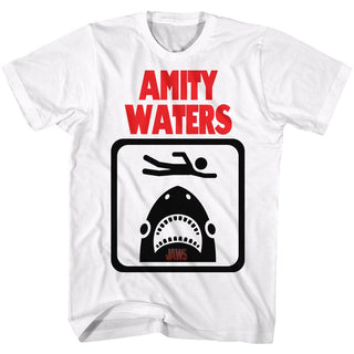 Jaws-Amity Waters-White Adult S/S Tshirt - Coastline Mall