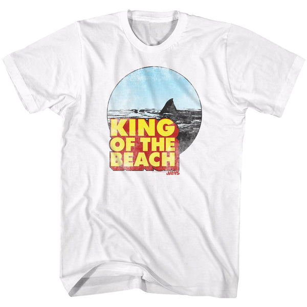 Jaws-King Of The Beach-White Adult S/S Tshirt - Coastline Mall