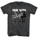 James Dean - New York 1955 Logo Black Short Sleeve Adult T-Shirt tee - Coastline Mall