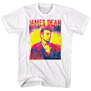 James Dean - Pink Blue Logo White Adult Short Sleeve T-Shirt tee - Coastline Mall