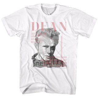 James Dean - Faded Dean Logo White Adult Short Sleeve T-Shirt tee - Coastline Mall