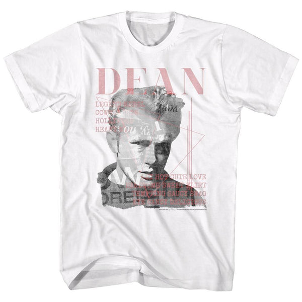 James Dean - Faded Dean Logo White Adult Short Sleeve T-Shirt tee - Coastline Mall