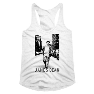 James Dean-Walk Walk-White Ladies Racerback - Coastline Mall