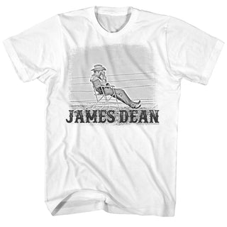 James Dean-Chair/Fence-White Adult S/S Tshirt - Coastline Mall