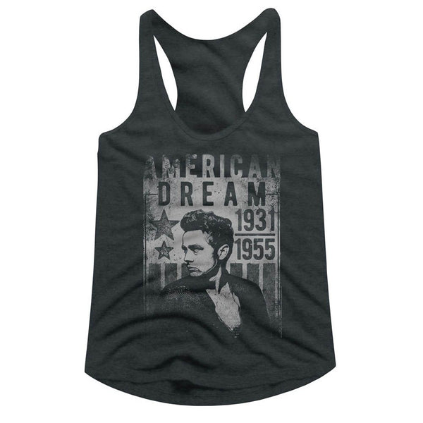 James Dean-Dream #B-Dark Gray Heather Ladies Racerback - Coastline Mall