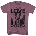 Jimi Hendrix-Bold As Love-Light Maroon Heather Adult S/S Tshirt - Coastline Mall