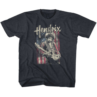 Jimi Hendrix - Flag Hendrix Logo Navy Toddler-Youth Short Sleeve T-Shirt tee - Coastline Mall