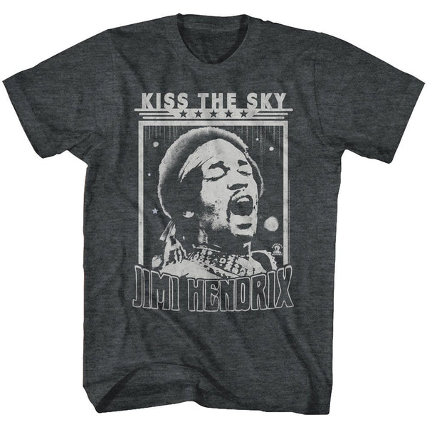 Jimi Hendrix-Kiss The Sky-Black Heather Adult S/S Tshirt - Coastline Mall