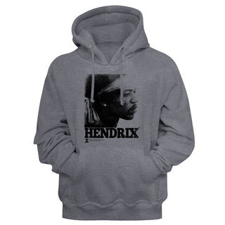 Jimi Hendrix - Vintage Face | Gunmetal Heather L/S Pullover Adult Hoodie - Coastline Mall