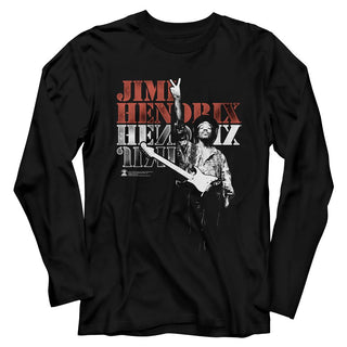 Jimi Hendrix - Jimipeace Logo Black Long Sleeve Adult T-Shirt tee - Coastline Mall