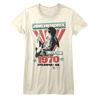 Jimi Hendrix-Atlanta-Vintage White Ladies S/S Tshirt - Coastline Mall