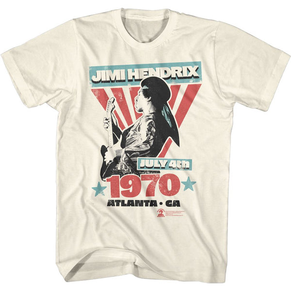 Jimi Hendrix-Atlanta-Natural Adult S/S Tshirt - Coastline Mall