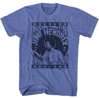 Jimi Hendrix-Live Usa Tour 68-Royal Heather Adult S/S Tshirt - Coastline Mall