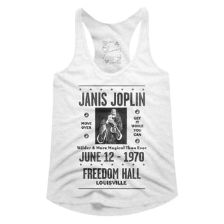 Janis Joplin - Louisville Logo White Ladies Racerback Tank Top T-Shirt tee - Coastline Mall