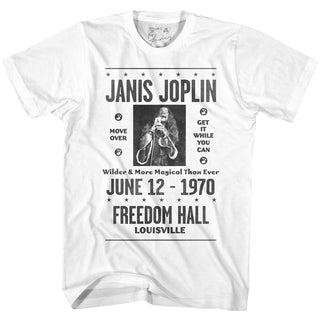 Janis Joplin - Louisville Logo White Adult Short Sleeve T-Shirt tee - Coastline Mall