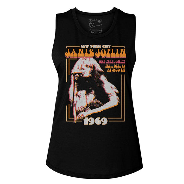 Janis Joplin-New York-Black Ladies Muscle Tank - Coastline Mall