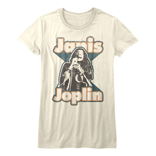 Janis Joplin-Janis-Vintage White Ladies S/S Tshirt - Coastline Mall
