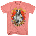 Janis Joplin - Vintage Collage Logo Coral Silk Heather Adult Short Sleeve T-Shirt tee - Coastline Mall