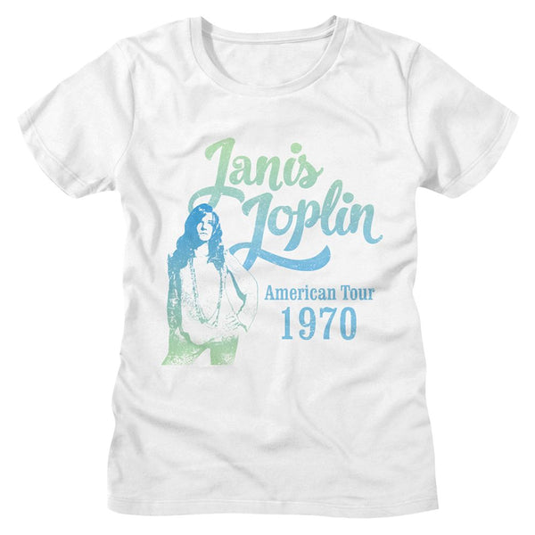 Janis Joplin - Gradient | White Short Sleeve Ladies T-Shirt - Coastline Mall