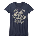 Billy Joel - Long Island Logo Navy Ladies Bella Short Sleeve T-Shirt tee - Coastline Mall