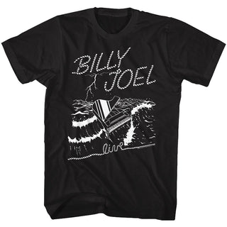 Billy Joel-Sea Piano-Black Adult S/S Tshirt - Coastline Mall