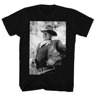 John Wayne-Johnwaynejohnwayne-Black Adult S/S Tshirt - Coastline Mall