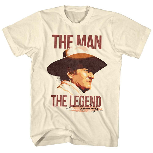 John Wayne-Man/Legend-Natural Adult S/S Tshirt - Coastline Mall
