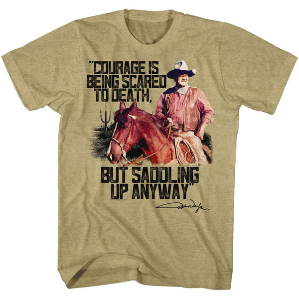 John Wayne-Courage-Khaki Heather Adult S/S Tshirt - Coastline Mall
