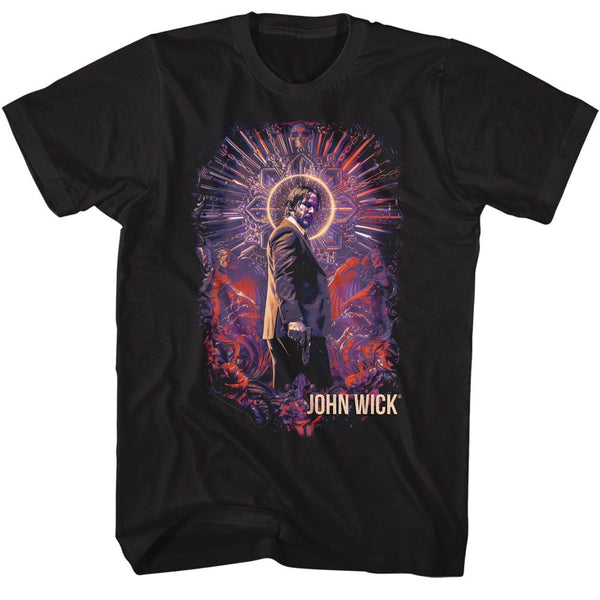 John Wick-John Wick Neon Halo Recolor-Black Adult S/S Tshirt