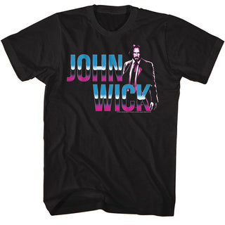 John Wick-John Wick Neon Chrome Logo-Black Adult S/S Tshirt