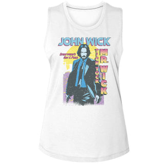 John Wick-John Wick Tick Tock Mr Wick Gradient-White Ladies Muscle Tank