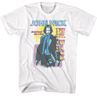 John Wick-John Wick Tick Tock Mr Wick Gradient-White Adult S/S Tshirt