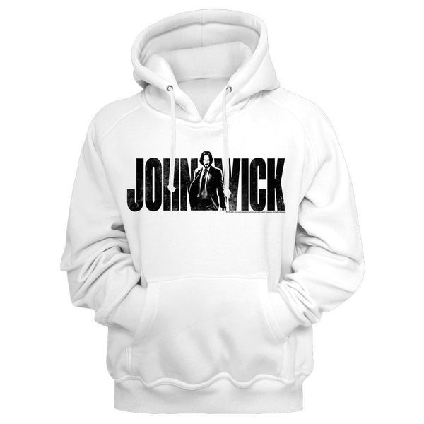 John Wick-John Wick With Name-Adult L/S White Sweatshirt W/Hood