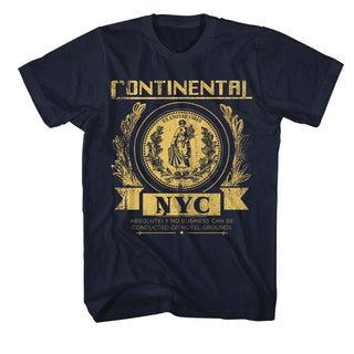 John Wick-John Wick Continental NYC-Navy Adult S/S Tshirt
