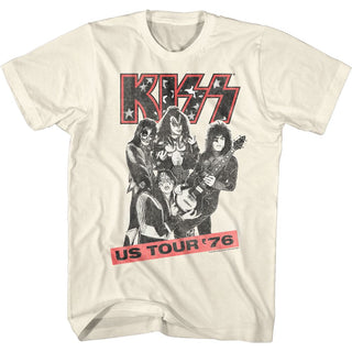 Kiss-US Tour '76-Natural Adult S/S Tshirt - Coastline Mall
