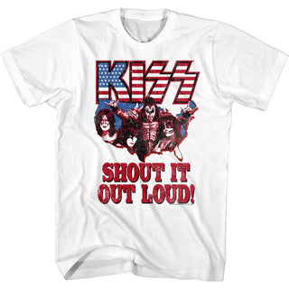 Kiss-Shout-White Adult S/S Tshirt - Coastline Mall