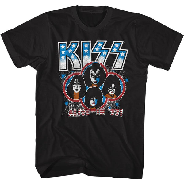 Kiss-Alive In 77-Black Adult S/S Tshirt - Coastline Mall