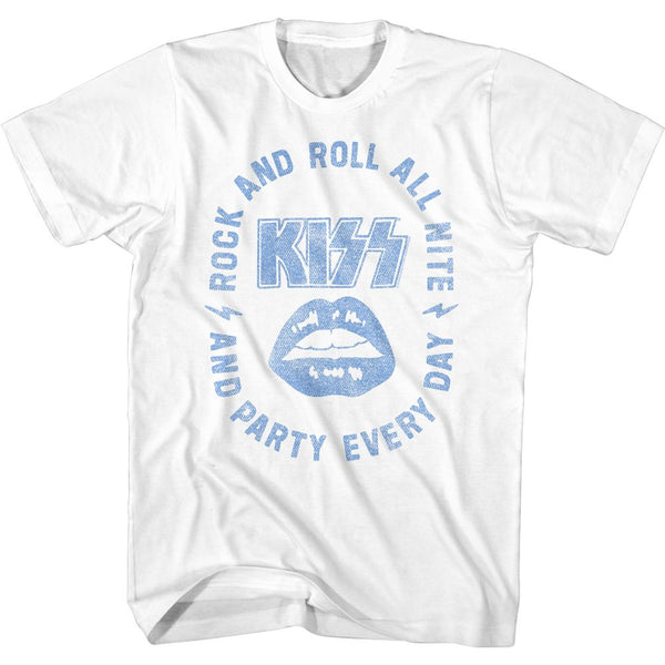 Kiss-All Nite-White Adult S/S Tshirt - Coastline Mall