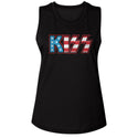 Kiss - Flag Kiss | Black Ladies Muscle Tank Top | Clothing, Shoes & Accessories:Women's Clothing:T-Shirts - Coastline Mall