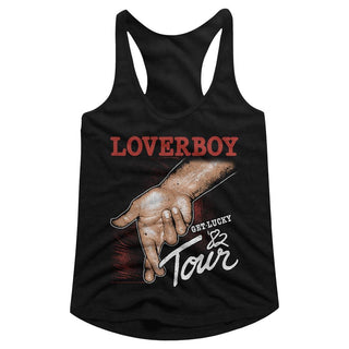 Loverboy - Get Lucky Tour | Black Ladies Racerback - Coastline Mall