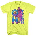 Macho Man-Oh Yeah-Neon Yellow Heather Adult S/S Tshirt - Coastline Mall